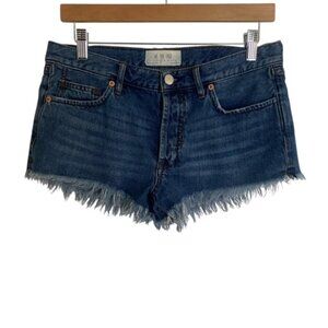 Free People Ocean Blue Soft & Relaxed Cutoff Frayed Denim Short 27